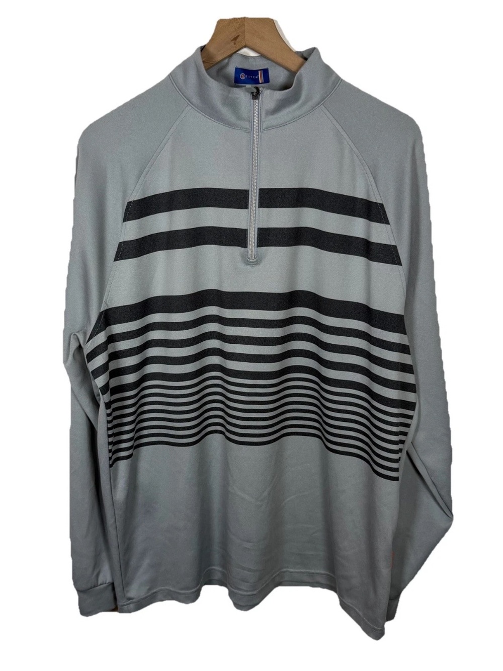 Stitch Golf Performance Quarter Zip Sweatshirt Men’s Size XL Gray Black Stripes
